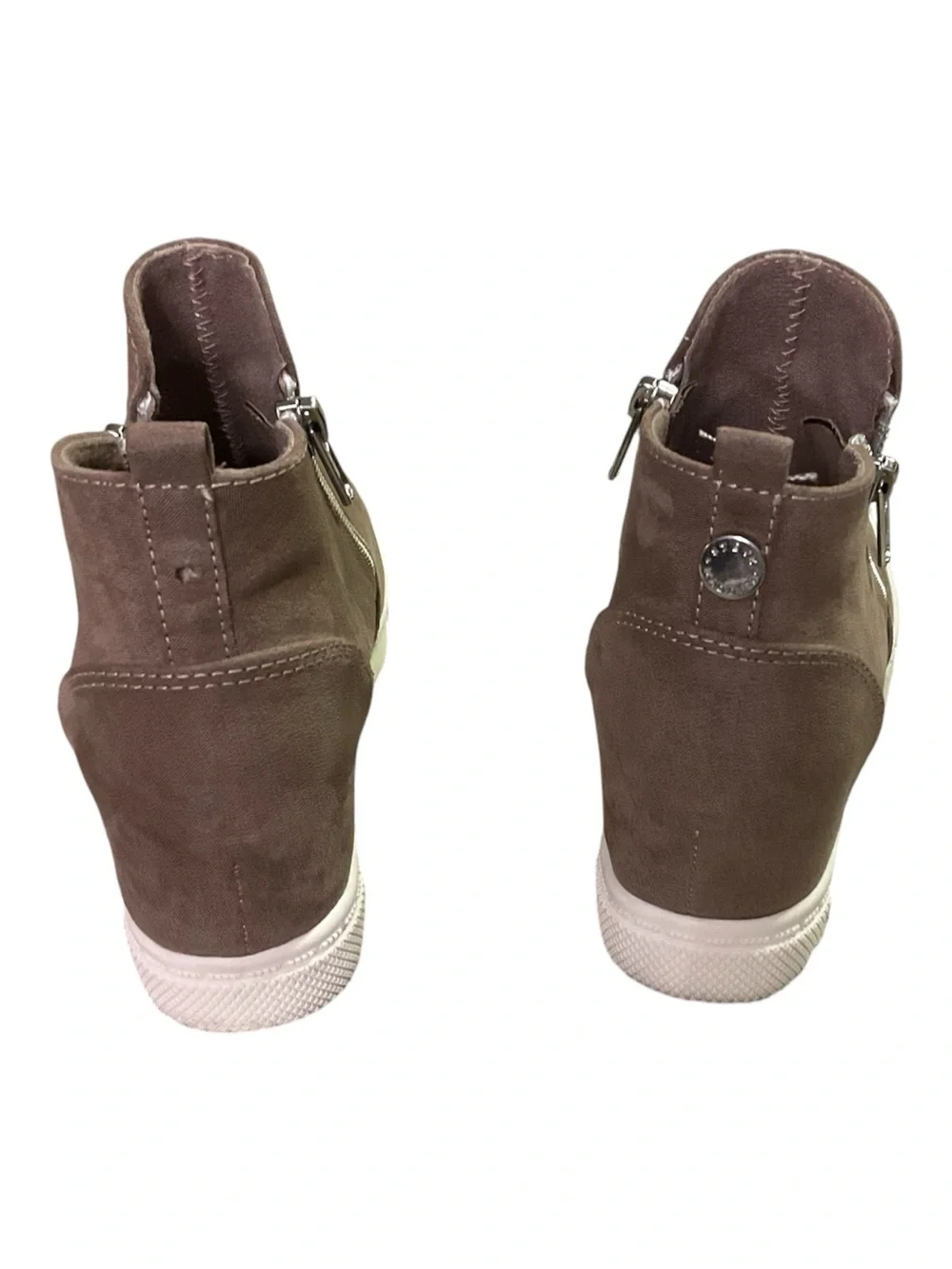 Steve Madden Kids Caliber Taupe Suede Wedge Sneakers - Size 1 (Big Kid)